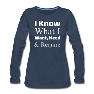 Women's Premium Slim Fit Long Sleeve T-Shirt - navy