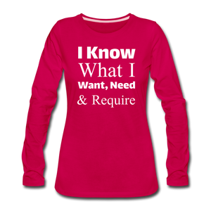 Women's Premium Slim Fit Long Sleeve T-Shirt - dark pink