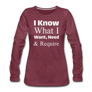 Women's Premium Slim Fit Long Sleeve T-Shirt - heather burgundy
