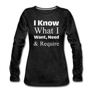 Women's Premium Slim Fit Long Sleeve T-Shirt - charcoal gray